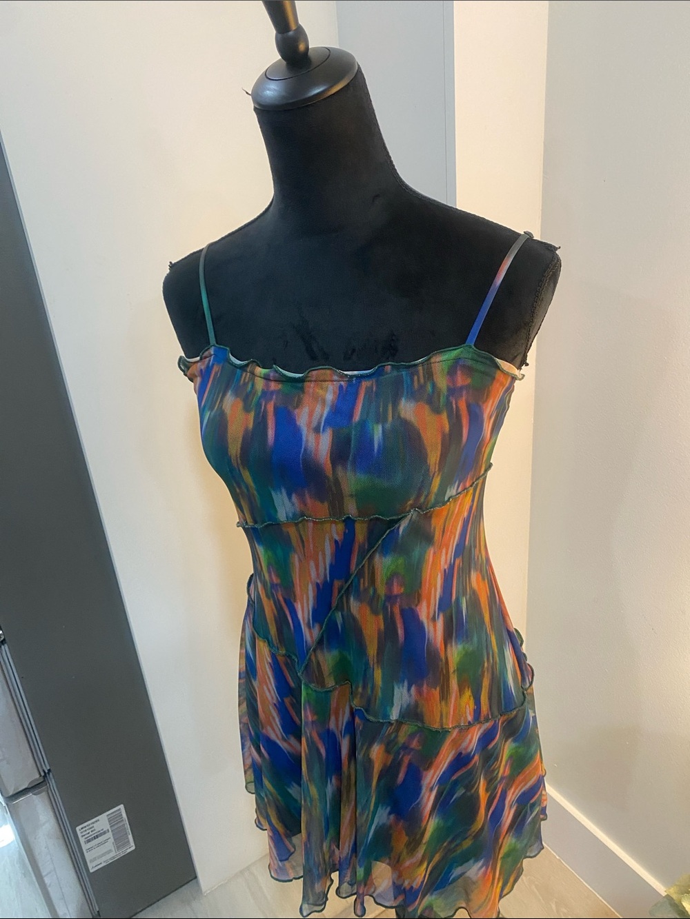 Urban Outfitters Multicolor Brushstroke Spaghetti-Strap Mini Dress - Picture 2 of 8